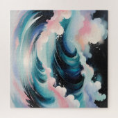 Abstracte kunst met oceaangolven legpuzzel (Horizontaal)