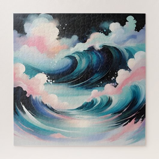 Abstracte kunst met oceaangolven legpuzzel (Verticaal)