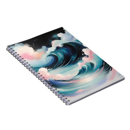 Abstracte kunst met oceaangolven notitieboek (Rechterzijde)