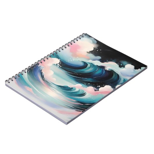 Abstracte kunst met oceaangolven notitieboek (Linkerzijde)