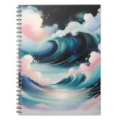 Abstracte kunst met oceaangolven notitieboek (Voorkant)