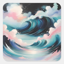 Abstracte kunst met oceaangolven vierkante sticker