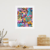 abstracte kunst met paden poster (Keuken)