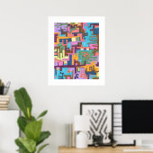 abstracte kunst met paden poster (Thuiskantoor)