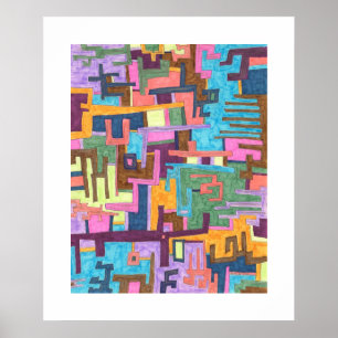 abstracte kunst met paden poster