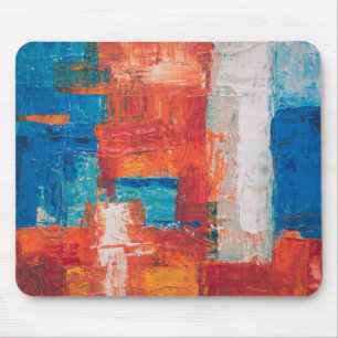 Abstracte kunst met rode en blauwe acrylverf muismat
