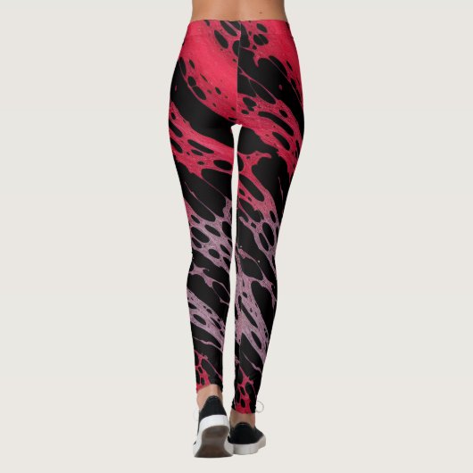 Abstracte kunst met rode en violette verf leggings (Achterkant)