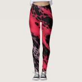 Abstracte kunst met rode en violette verf leggings (Voorkant)