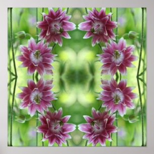Abstracte kunst met rode en witte ventilatoren poster