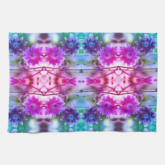 Abstracte kunst met rode en witte ventilatoren theedoek (Horizontaal)