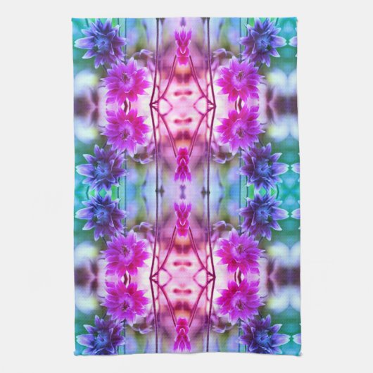 Abstracte kunst met rode en witte ventilatoren theedoek (Verticaal)