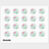 Abstracte kunst met roze zomervlinder ronde sticker (Vel)