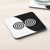 Abstracte kunst met spiralen in zwart-wit bier onderzetter (Linkerzijde)