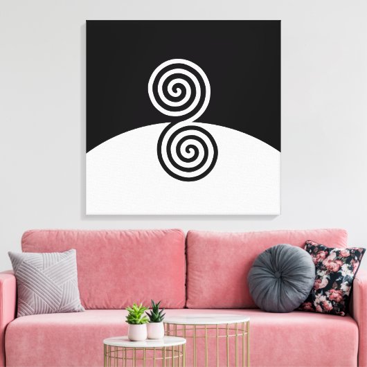 Abstracte kunst met spiralen in zwart-wit canvas afdruk (Insitu (Woonkamer))