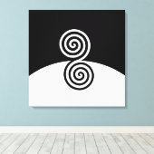 Abstracte kunst met spiralen in zwart-wit canvas afdruk (Insitu (Houten vloer))