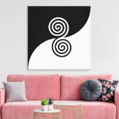 Abstracte kunst met spiralen in zwart-wit canvas afdruk (Insitu (Woonkamer))