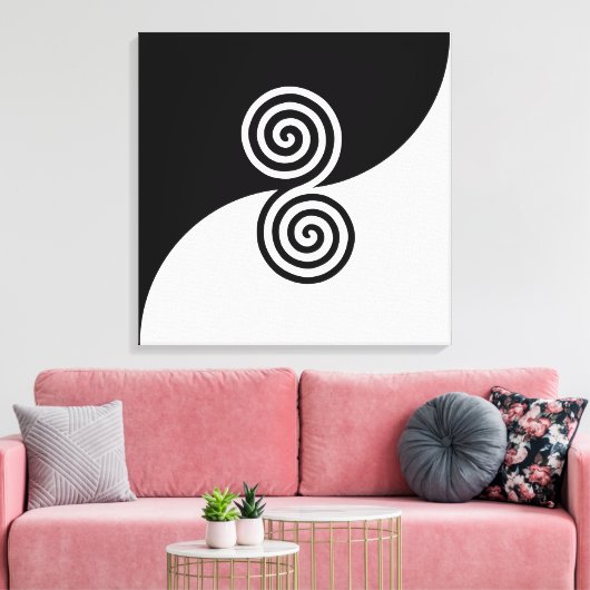 Abstracte kunst met spiralen in zwart-wit canvas afdruk (Insitu (Woonkamer))