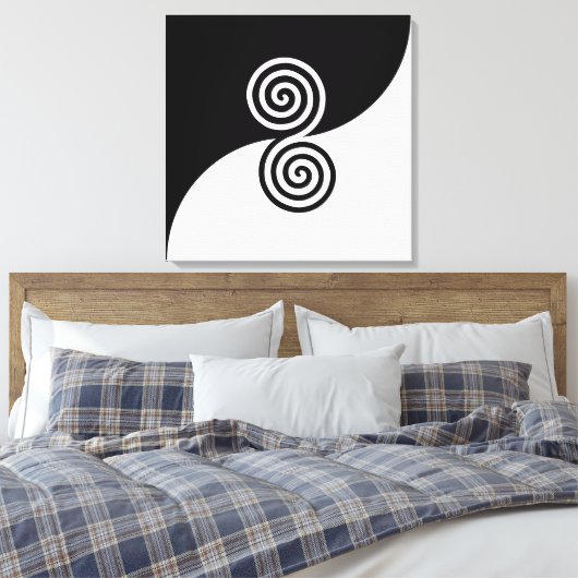 Abstracte kunst met spiralen in zwart-wit canvas afdruk (Insitu (Slaapkamer))