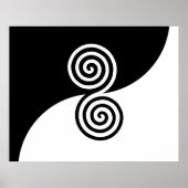 Abstracte kunst met spiralen in zwart-wit poster (Voorkant)