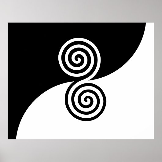 Abstracte kunst met spiralen in zwart-wit poster (Voorkant)