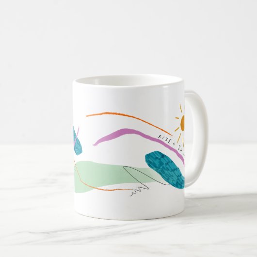 Abstracte kunst met stijgingen en schijn koffiemok (Voorkant rechts)