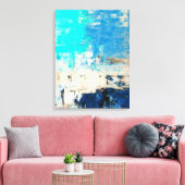 abstracte kunst met tegenovergestelde Turquoise Canvas Afdruk (Insitu (Woonkamer))