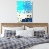 abstracte kunst met tegenovergestelde Turquoise Canvas Afdruk (Insitu (Slaapkamer))
