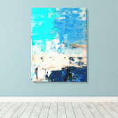 abstracte kunst met tegenovergestelde Turquoise Canvas Afdruk (Insitu (Houten vloer))