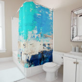 abstracte kunst met tegenovergestelde Turquoise Douchegordijn (In situ)