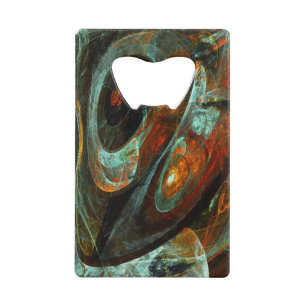 Abstracte kunst met tijdsverdeling creditkaart flessenopener