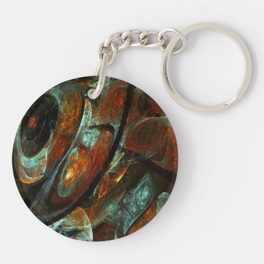Abstracte kunst met tijdsverdeling sleutelhanger (Achterkant)