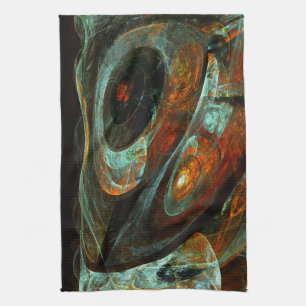 Abstracte kunst met tijdsverdeling theedoek