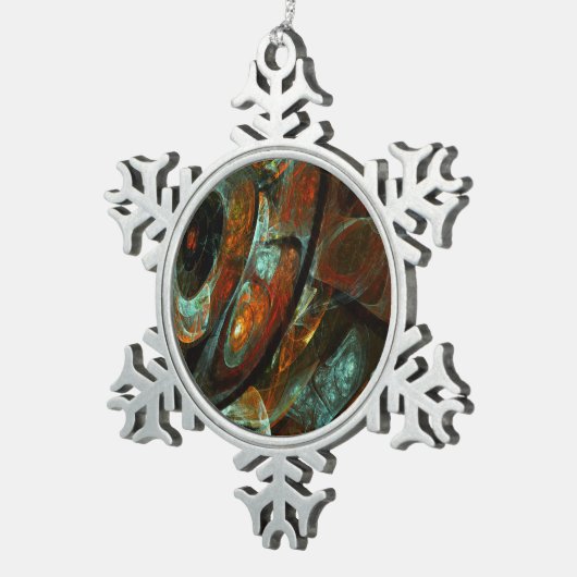 Abstracte kunst met tijdsverdeling tin sneeuwvlok ornament (Rechts)