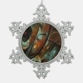 Abstracte kunst met tijdsverdeling tin sneeuwvlok ornament (Voorkant)