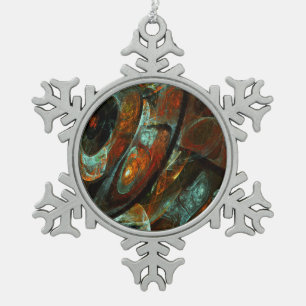 Abstracte kunst met tijdsverdeling tin sneeuwvlok ornament