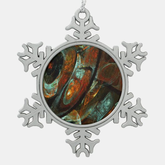 Abstracte kunst met tijdsverdeling tin sneeuwvlok ornament (Voorkant)