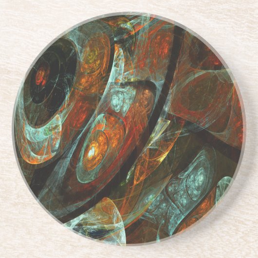 Abstracte kunst met tijdsverdeling zandsteen onderzetter (Voorkant)