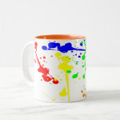 Abstracte kunst met verf kleurbaar tweekleurige koffiemok (Voorkant links)
