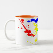 Abstracte kunst met verf kleurbaar tweekleurige koffiemok (Links)