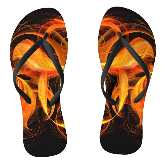 Abstracte kunst met vuurbal teenslippers (Voetbed)