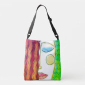 Abstracte kunst met Wavy Red Hair Crossbody Tas (Achterkant)