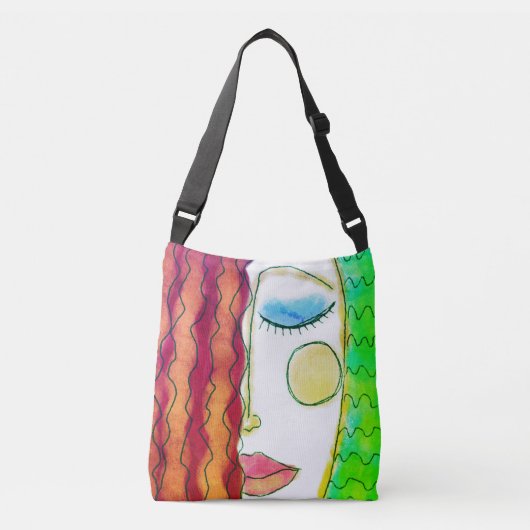 Abstracte kunst met Wavy Red Hair Crossbody Tas (Voorkant)