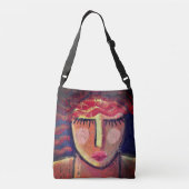 Abstracte kunst met Wavy Red Hair Crossbody Tas (Achterkant)
