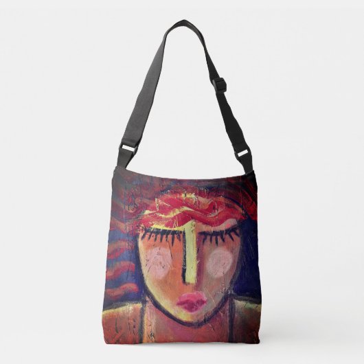 Abstracte kunst met Wavy Red Hair Crossbody Tas (Voorkant)