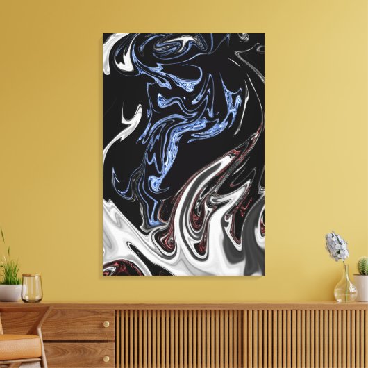 Abstracte kunst met witte en blauwe vlammen | Best Canvas Afdruk (Insitu (Woonkamer))