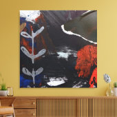 Abstracte kunst met zilver, koper en rode accenten canvas afdruk (Insitu (Woonkamer))
