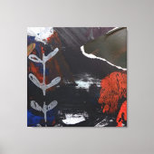 Abstracte kunst met zilver, koper en rode accenten canvas afdruk (Voorkant)