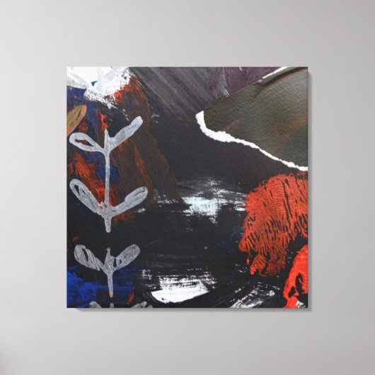 Abstracte kunst met zilver, koper en rode accenten canvas afdruk (Voorkant)