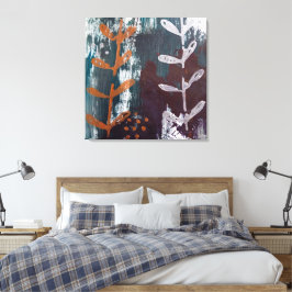 Abstracte kunst met zilveren, kopertinten over Bla Canvas Afdruk