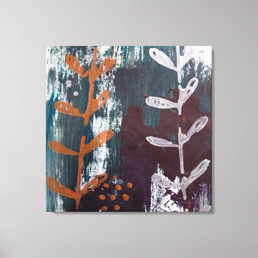 Abstracte kunst met zilveren, kopertinten over Bla Canvas Afdruk (Voorkant)